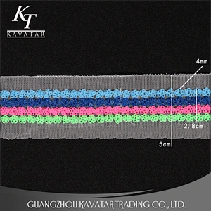New Arrival 5cm Width Flower Shape Sequin Sew On Mesh Trim For Decoration