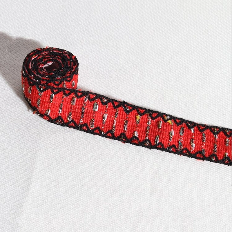 2.5-3cm red polyester satin embroidery ribbon for garment