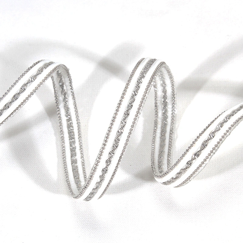Wholesale 1cm Copper Chain Beaded Hotfix Trim with White Strips