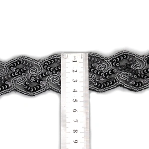 Custom Design Pattern Jacquard Beaded Lace Sequin Flower Trim for Clothing