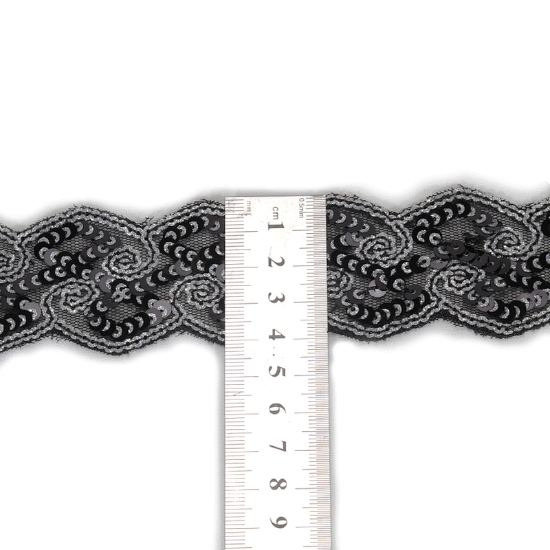 Custom Design Pattern Jacquard Beaded Lace Sequin Flower Trim for Clothing