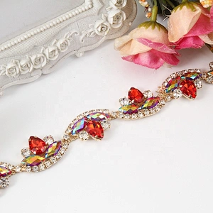 Kavatar beaded trim wholesale rhinestone trim glass bridal beaded trims