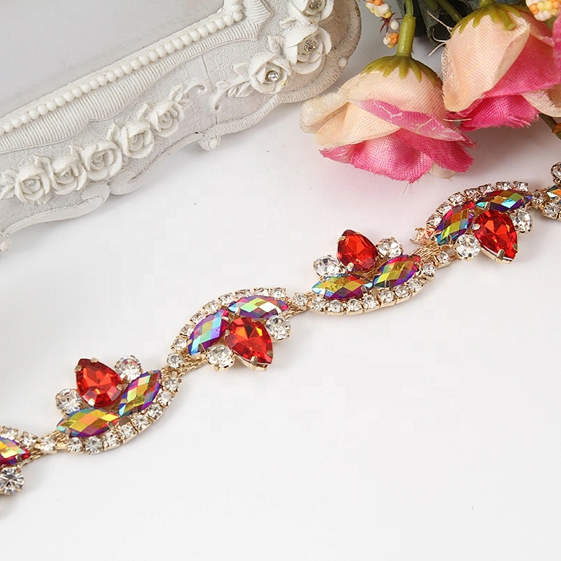 Kavatar beaded trim wholesale rhinestone trim glass bridal beaded trims