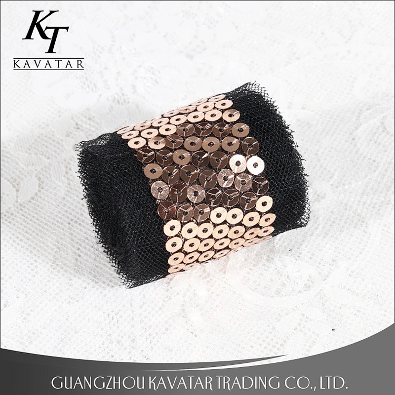 Fashion Handmade Round Sequins Mesh Lace Trim Decorative For Clothing