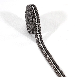 Black Accessories Beaded Hot Fix Rhinestone Trim with kavatar Espiral Chain
