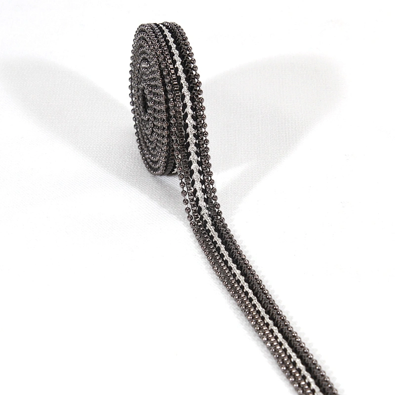 Black Accessories Beaded Hot Fix Rhinestone Trim with kavatar Espiral Chain
