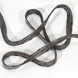 Wholesale Black Copper Chain Plastic Beaded Hotfix Webbing Trimming for Garments Sleeves Dresses Banding