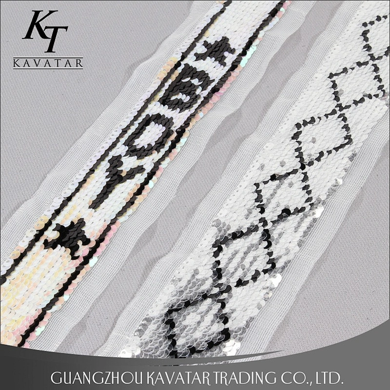 Custom Reversible Embroidery Sequin Lace Trim