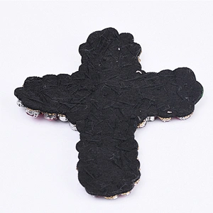 Wholesale Red Cross Rhinestones Beaded Patches Decoration For Garment patches for clothing
