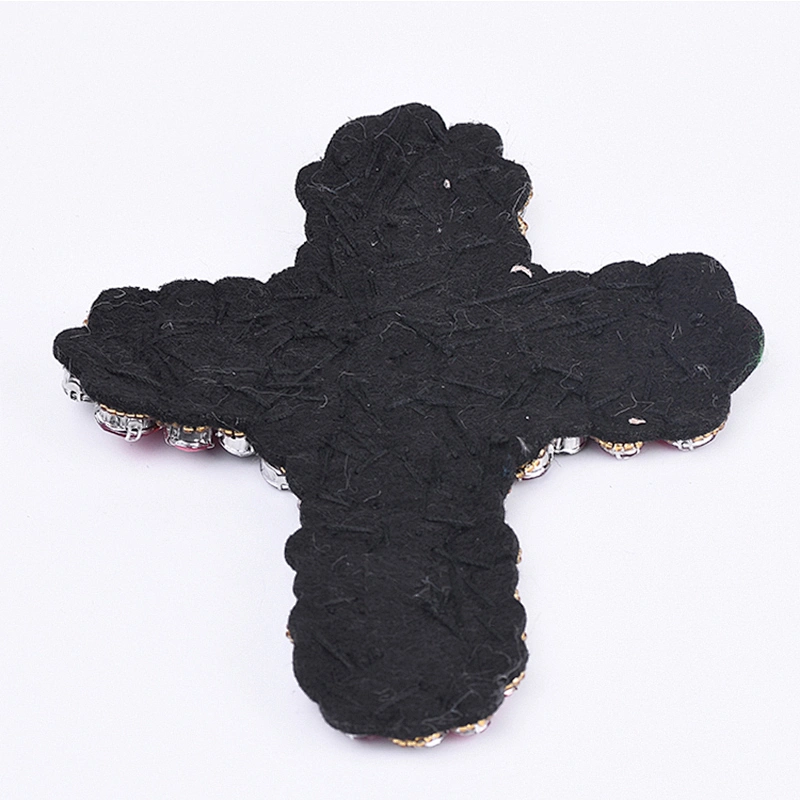 Wholesale Red Cross Rhinestones Beaded Patches Decoration For Garment patches for clothing