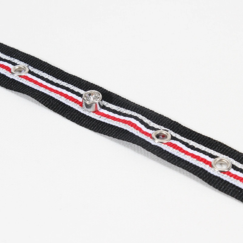 Unique white eyelet  trim tape with crystal