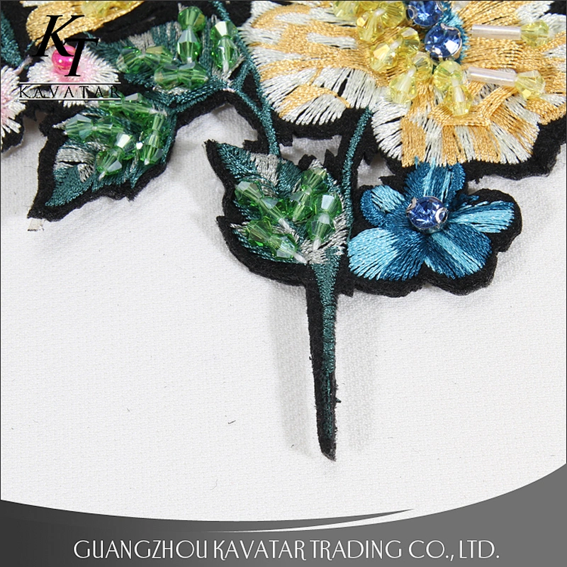 New arrival beaded crystal embroidery patches stick on jeans