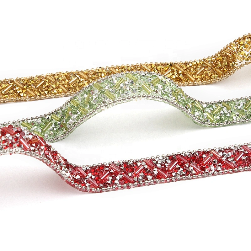 Factory hot Banding Trim hotfix rhinestones trimming hot  to bead  Glass  trimming  for shoes  for Clothing for hat  for dress transfers
