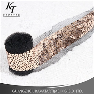 Fashion Handmade Round Sequins Mesh Lace Trim Decorative For Clothing