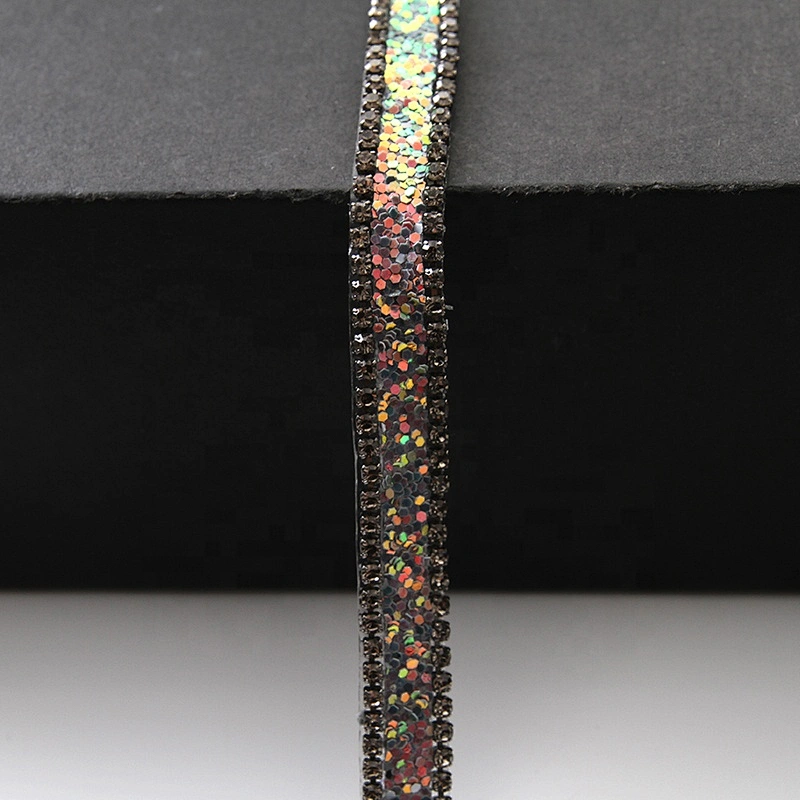 1cm hot fix tape with rhinestone hot fix trimming chain glitter trim for DIY garment dresses