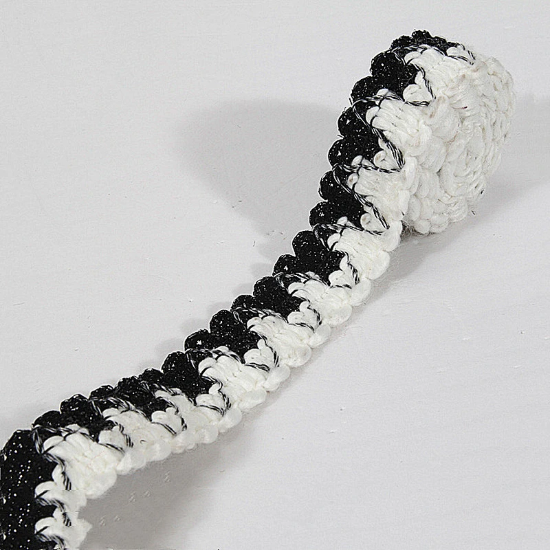 New fashion black alternating with white 100% polyester decoration tape for garment
