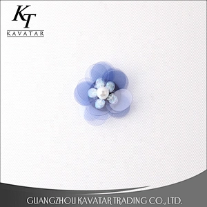 Customized Popular Blue 3D Flower Pearl Flower Patches