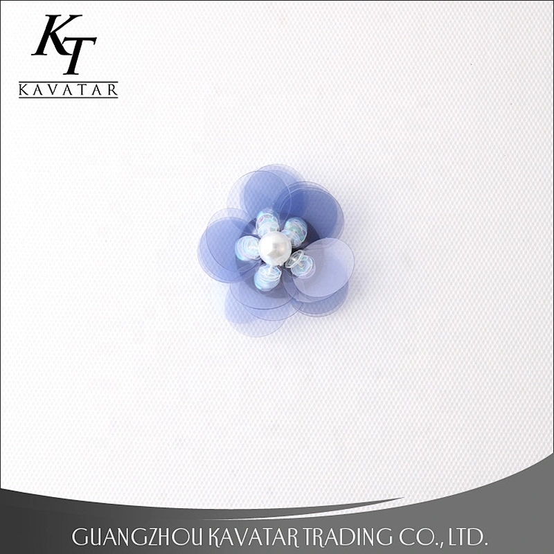 Customized Popular Blue 3D Flower Pearl Flower Patches