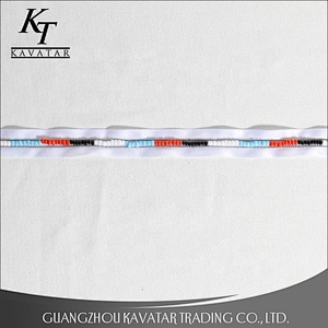 High Quality Multi Color Beads Trim Sew On Polyester Ribbon For Garment