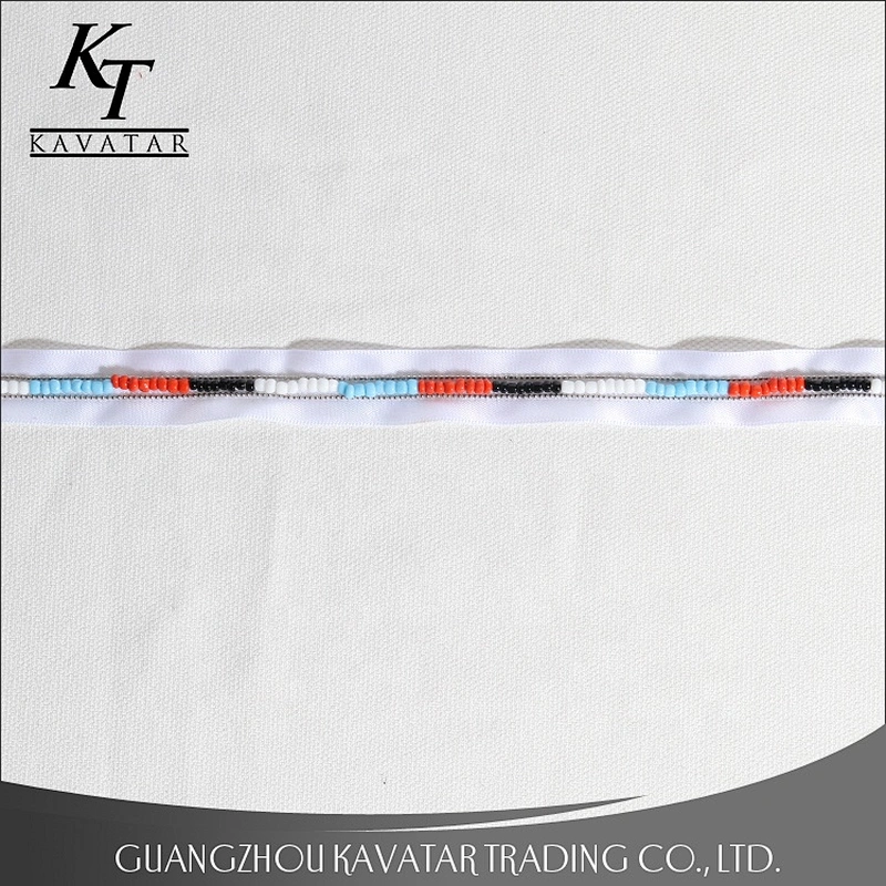 High Quality Multi Color Beads Trim Sew On Polyester Ribbon For Garment