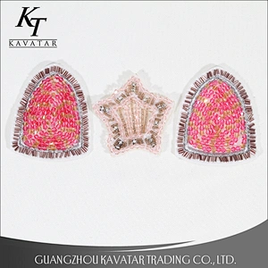 Pink sequin beaded patches sew on garment