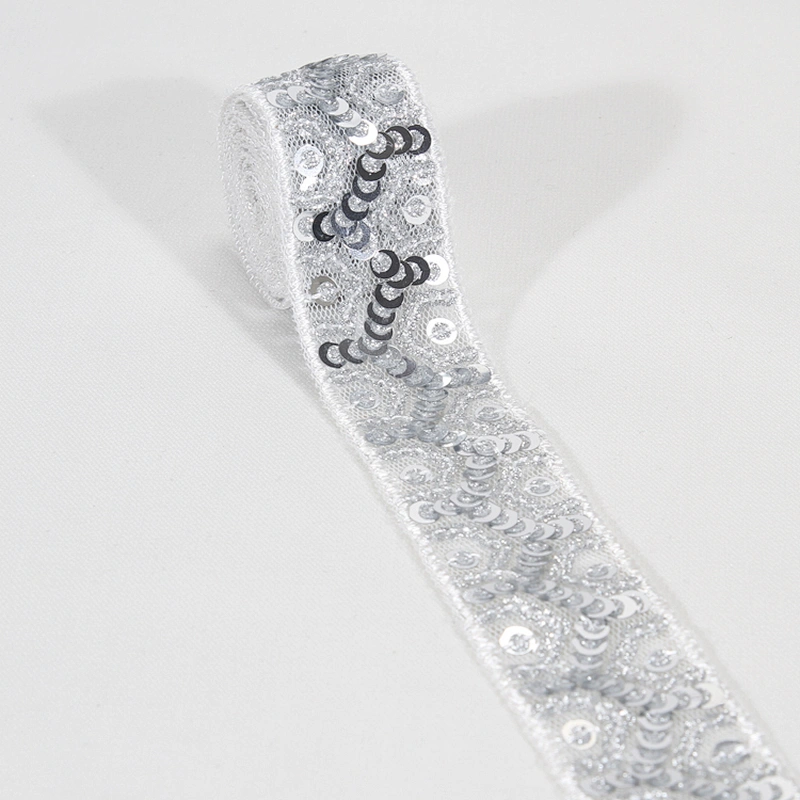 Wholesale Craft Stylish Sequin Beaded Embroidered Mesh Lace Trim