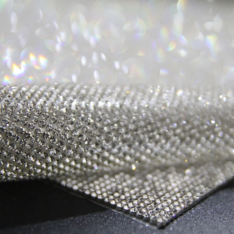Kavatar Wholesale  2mm Aluminum Transfer Crystal Stone Mesh Sheets Trimming, Gold Accessories Base Hot Fix Rhinestone Iron on Trims