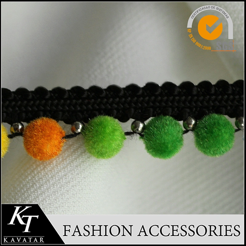 New design beaded lace trimming pom pom trim for dress