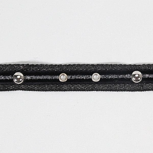 Wholesale white copper bead eyelet  trim tape with stud Design lace trims