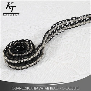 Crystal Beaded Polyester Eyelet Lace Trim