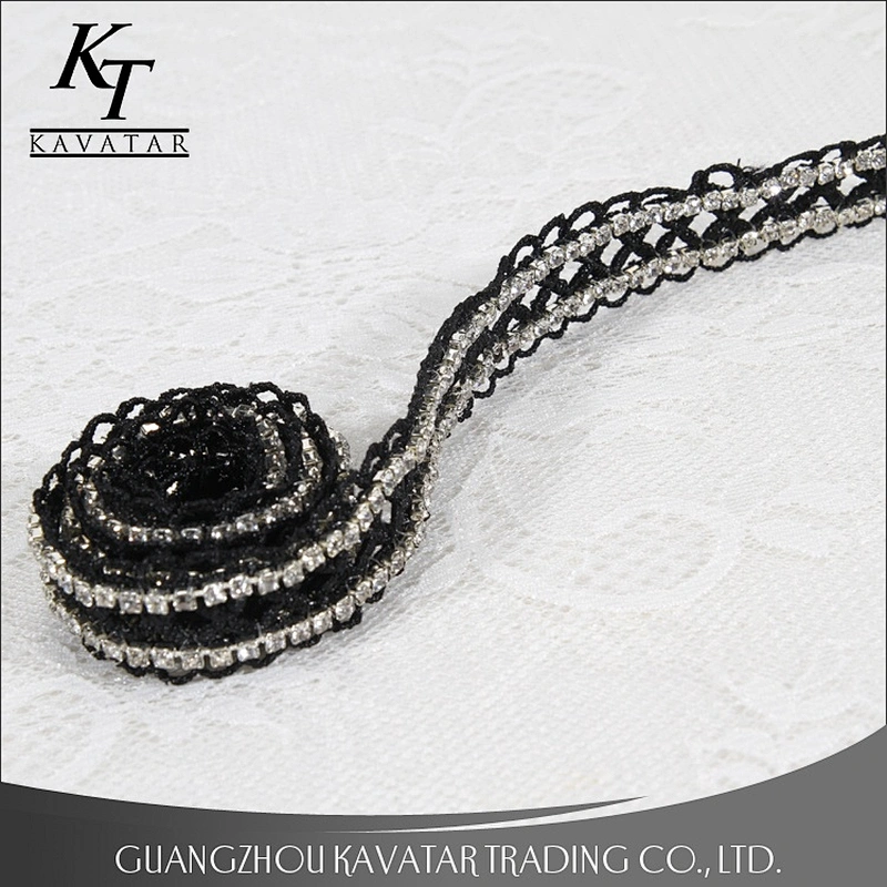 Crystal Beaded Polyester Eyelet Lace Trim