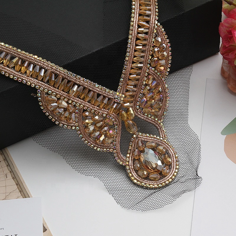 Wholesale Latest Patches clothing use garment Appliqued patches beads rhinestone 3D custom patch