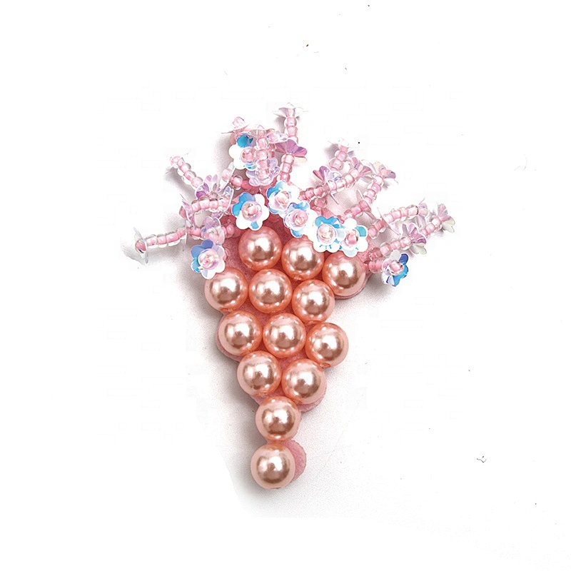 Christmas Cherry Flower Decorative Sew on Rhinestone Beaded Patches Wholesale patches for clothing