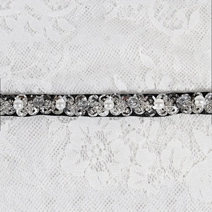 Top quality Crystal Chain Lace Trimming Colorful Round Beads and sequin trim Setting Sew on Trim for Dress Decoration