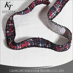New arrival 2.5-3cm sequin polyester ribbon for ethnic clothing accessories