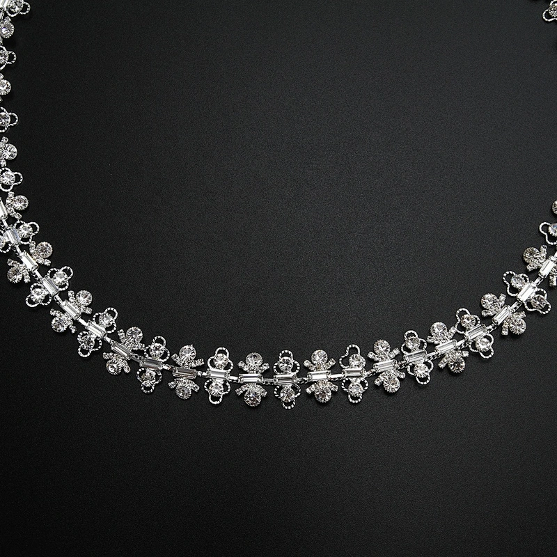 Kavatar Glitter Sewing Strass Ribbon Crystal Applique Clear Glass Rhinestone Chain Fringe