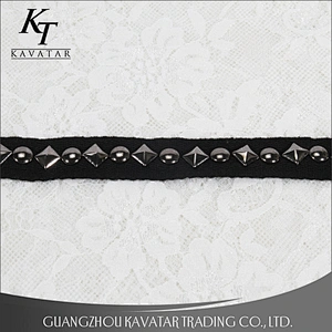 Kavatar wholesale custom black polyester decoration tape trim with Copper