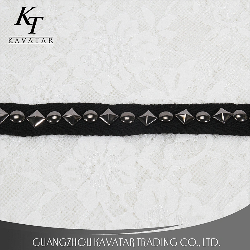 Kavatar wholesale custom black polyester decoration tape trim with Copper