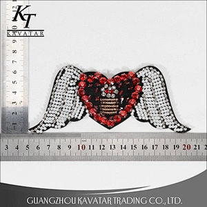 Beautiful Handicraft Heart with Wings Beading Patches For Decoration