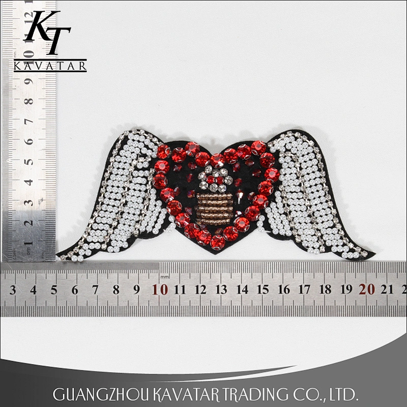 Beautiful Handicraft Heart with Wings Beading Patches For Decoration
