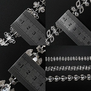Kavatar Glitter Sewing Strass Ribbon Crystal Applique Clear Glass Rhinestone Chain Fringe