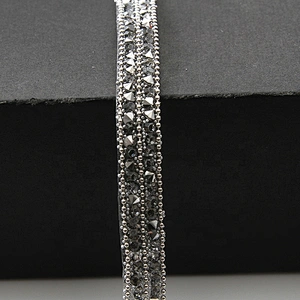 Kavatar Wholesales Hotfix trimming rhinestone hotfix banding triple Copper bead chain rhinestone transfer tape iron trimming