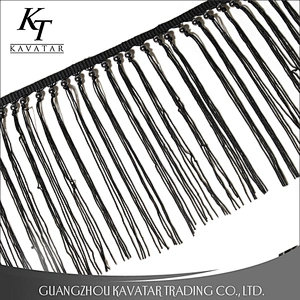 Beautiful black long tassel fringe trim for decorate shoe,garment