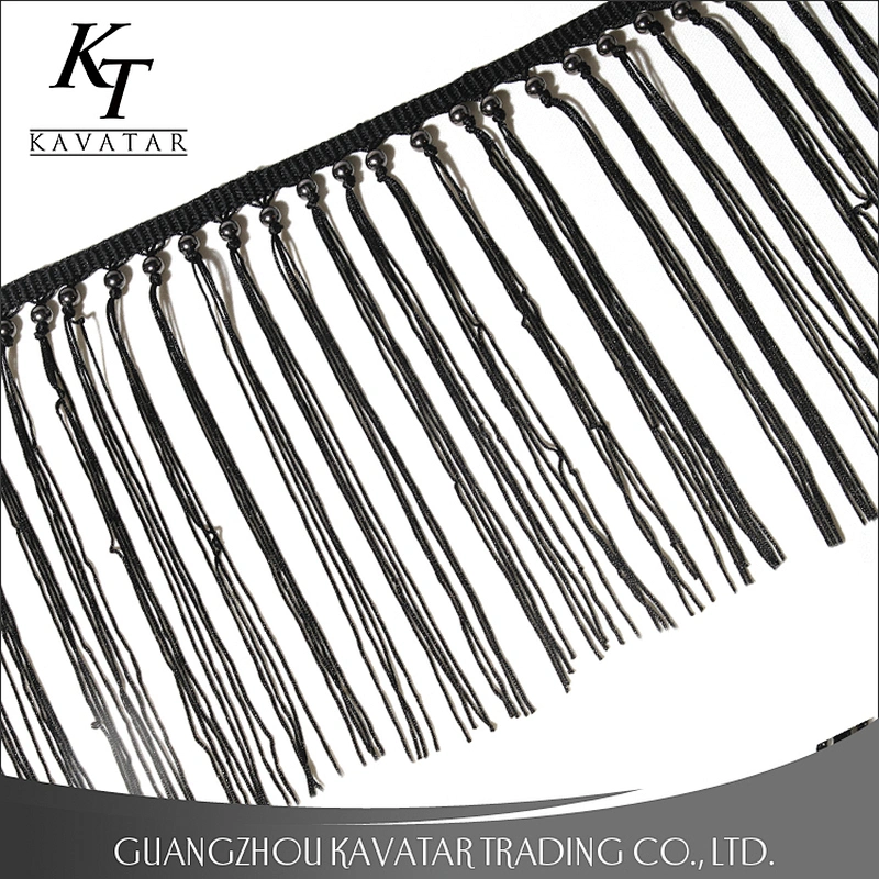 Beautiful black long tassel fringe trim for decorate shoe,garment