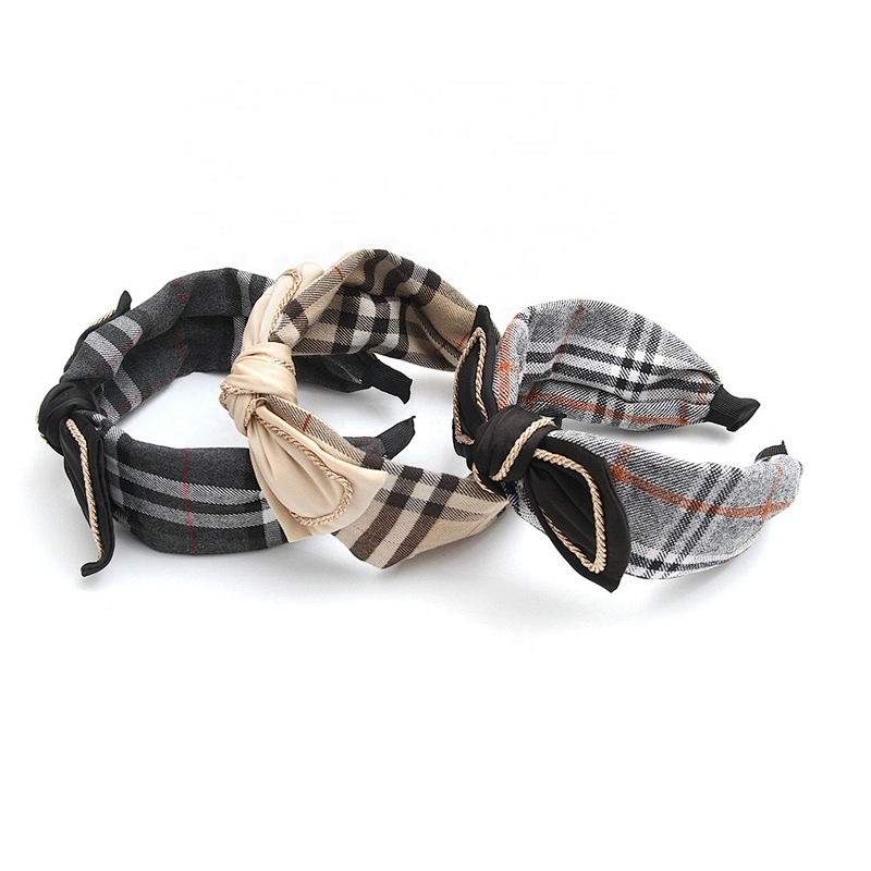 European and American simplified Korean geometric plaid wide edge hairband clothing accessories hair band hair accessories