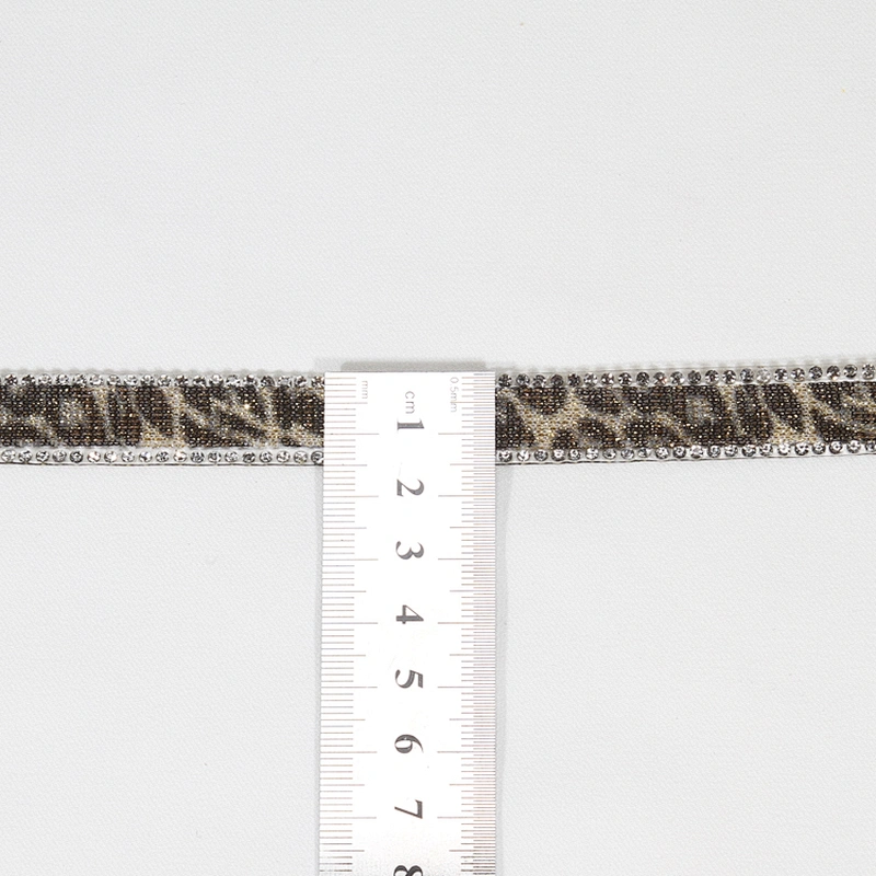 1.5cm Custom Vogue Leopard Print Rhinestone Beaded Hot Fix Trim