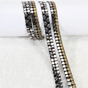 New design double rows round shape Copper stud trim tape decoration for clothes