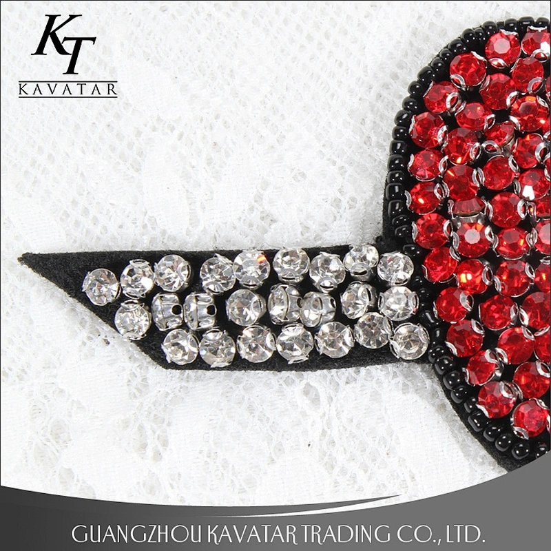 Rhinestone Love heart Beaded Patch for Clothing Sewing on Beading Applique Clothes Shoes Bags Decoration