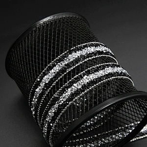Kavatar Wholesale Hotfix Motif Designs Trim Motif Rhinestones Clothes Private Label Glass Round Iron on Trims
