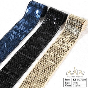 Kavatar Custom Sequin Gold Bule Pink Red Muti-color Beaded Trim Tape By Yard for Garments Accessoires